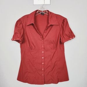 Scott Taylor Red Shirt Button Down Collared Womens Sz M